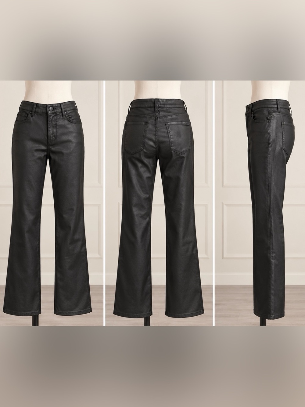 White House Black Market Women’s Black Coated Jeans - Picture 3 of 4